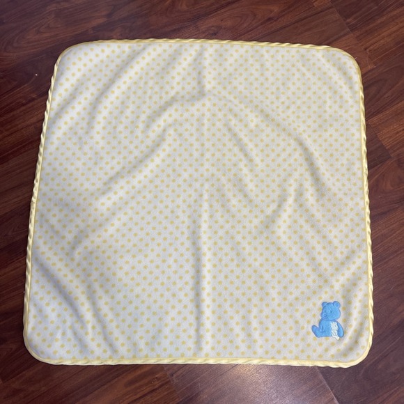 Child of Mine Carters‎ Silk Edge Baby Blanket Yellow Polka Dot Bears Vintage 29" - Picture 1 of 3